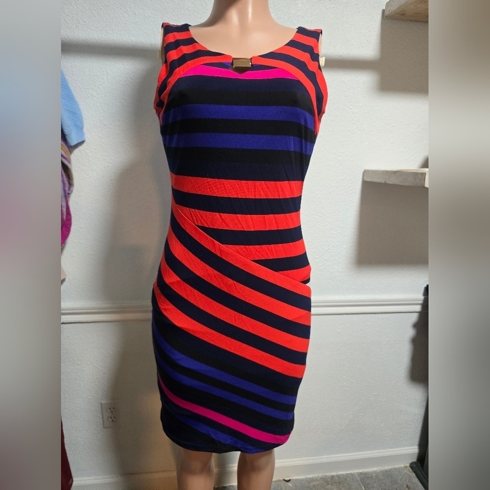 Striped Halter Dress - Black and Red